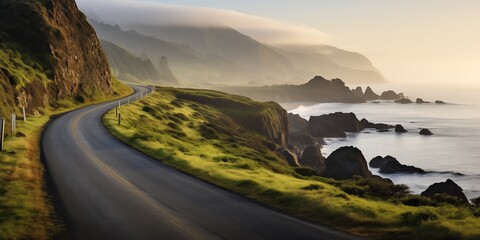 Early morning on a winding road