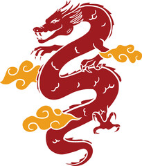 Hand Drawn Red Chinese Dragon