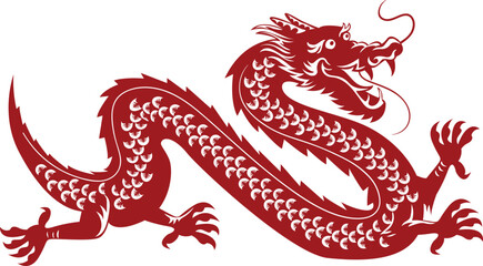 Hand Drawn Red Chinese Dragon