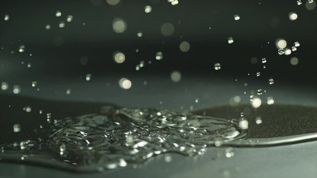 4k Slow motion water drop on teflon pan splash shot by Phantom 