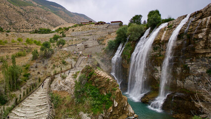 Obraz premium Tortum (Uzundere) Waterfall in Erzurum. Turkey's highest waterfall. Tortum Waterfall with a height of 40 meters.
