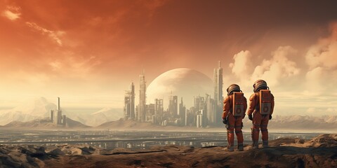 Fototapeta na wymiar science fiction city of another planet