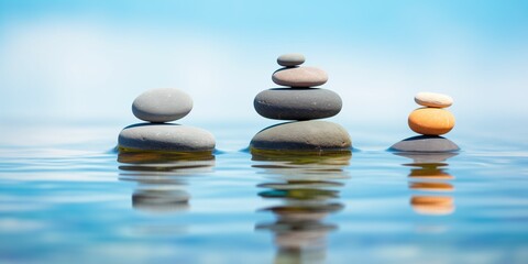 Obraz na płótnie Canvas photo of balanced stones in water