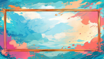 Abstract watercolor background design with a frame and a charming combination of beautiful colors.