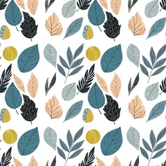 seamless pattern with abstract leaves. 