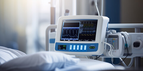 Monitor displaying the vital activity of a patient in a hospital