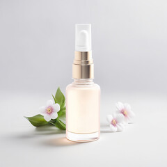 Obraz na płótnie Canvas Luxurious cosmetic bottle mockup, natural beauty concept