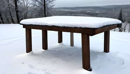 snow covered bench
