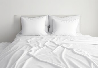 Crumpled bed in the hotel. Close-up of unfinished or messy bed after funny night, sex of new married couple. Dirty bed with decorate room. Used linens, bed sheet and pillows messed up.
