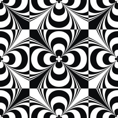 Seamless abstract geometric pattern. Monochrome illusion wavy background