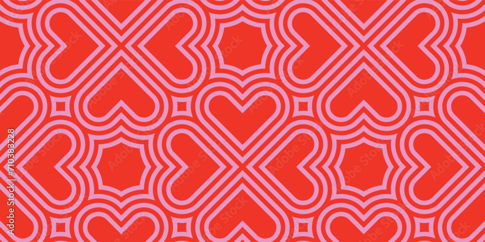 Aufkleber vector seamless love heart pattern illustration. retro geometric romantic background print in pink r