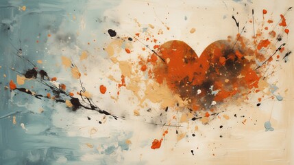 Artistic Heart Splatter on Canvas: A Modern Take on Love and Passion. Expressive Abstract Heart Artwork
Ideal for Valentine's Day Decor