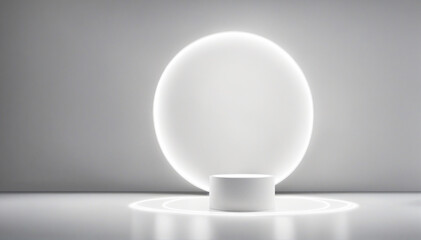 cylinder pedestal podium on a bright background of the room. for product presentations 3D rendering.