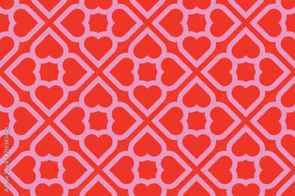 Aufkleber vector seamless love heart pattern illustration. retro geometric romantic background print in pink r