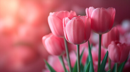 Valentine day  pink and white tulips 