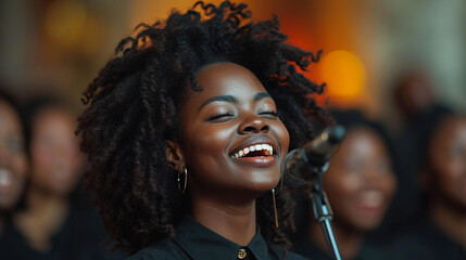African girl praises god by singing