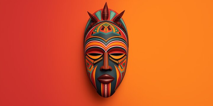 colorful ethnic African mask on simple background