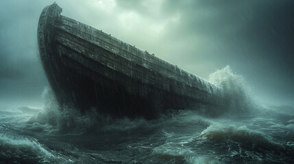 Noah's ark in the rough sea - obrazy, fototapety, plakaty