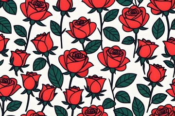 Fototapeta na wymiar Red roses pattern ai generation