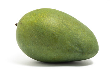Fresh organic green mango delicious fruit side view isolated on white background clipping path