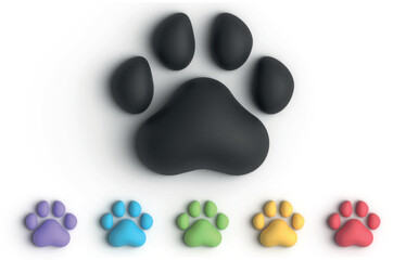 Fototapeta na wymiar 3d animal signs color set. Multi-colored squares with 3d paws icons set