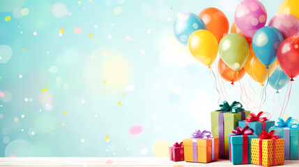 Party balloons, birthday decoration background, anniversary, wedding, holiday with space for text