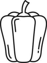 Paprika outline icon, sweet bulgarian pepper veggie farm vegetable, thin line. Vector bellpepper, vegetarian food. Raw organic natural capsicum bell pepper