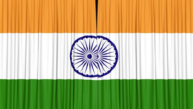 INDIA Curtain Flag Animation on Alpha Channel, Loop
