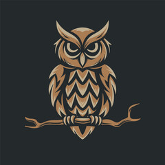 set vector illustration of cute owl isolated on black background symbol of wisdom and intelligence