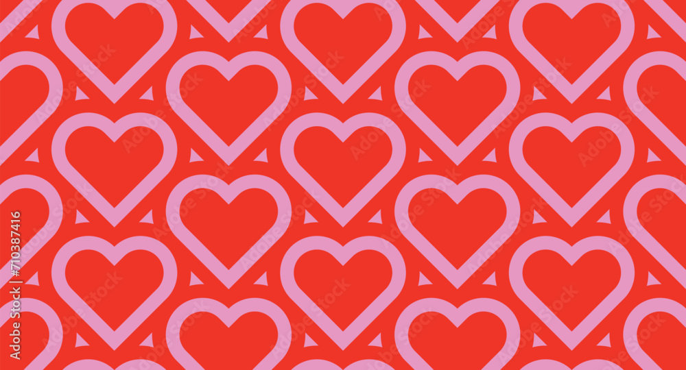Aufkleber vector seamless love heart pattern illustration. retro geometric romantic background print in pink r