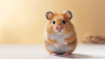 cute hamster on yellow background
