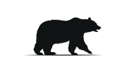 Silhouette of bear isolated on white Background - obrazy, fototapety, plakaty