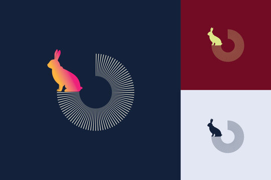 Colorful bunny logo for company called bunny flat logo