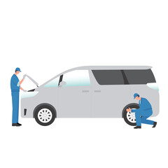 flat vector illustration of car mechanic	
