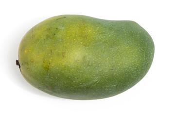 Fresh organic green mango delicious fruit flat lay isolated on white background clipping path