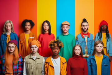 Collage of large group of people composite portrait image gathered together reaching out each other 4g 5g connection contacting multiracial society