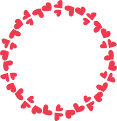 Decorative heart round frame illustration on transparent background.
