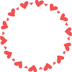 Decorative heart round frame illustration on transparent background.