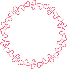 Decorative heart round frame illustration on transparent background.