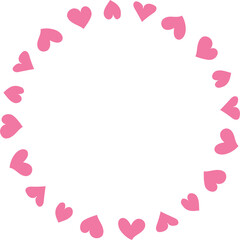 Decorative heart round frame illustration on transparent background.