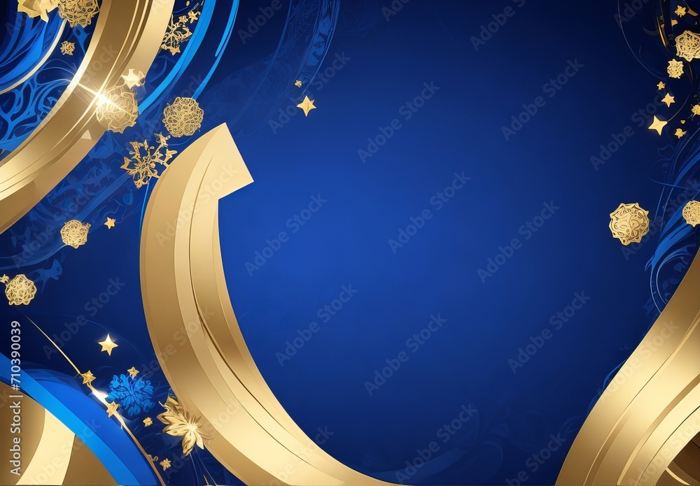 Fototapete dark blue purple and gold luxury line overlap layered abstract background, with lighting effect and 