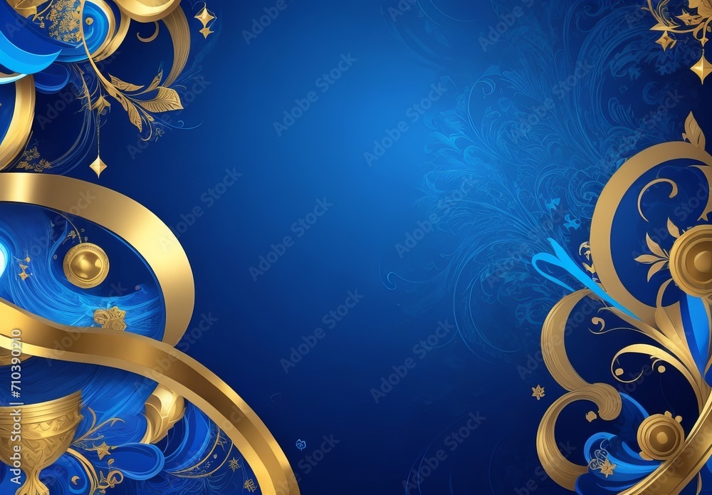Fototapete dark blue purple and gold luxury line overlap layered abstract background, with lighting effect and 