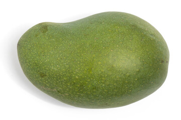 Fresh organic green mango delicious fruit flat lay isolated on white background clipping path
