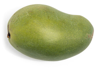 Fresh organic green mango delicious fruit flat lay isolated on white background clipping path