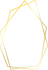 Gold geometric frame illustration on transparent background.