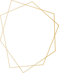 Gold geometric frame illustration on transparent background.