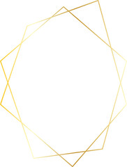 Gold geometric frame illustration on transparent background.