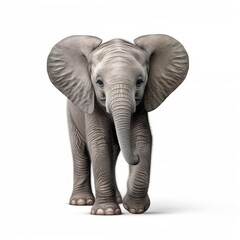 Obraz premium Adorable Baby Elephant Standing Alone with Big Ears and Gentle Eyes - Generative AI