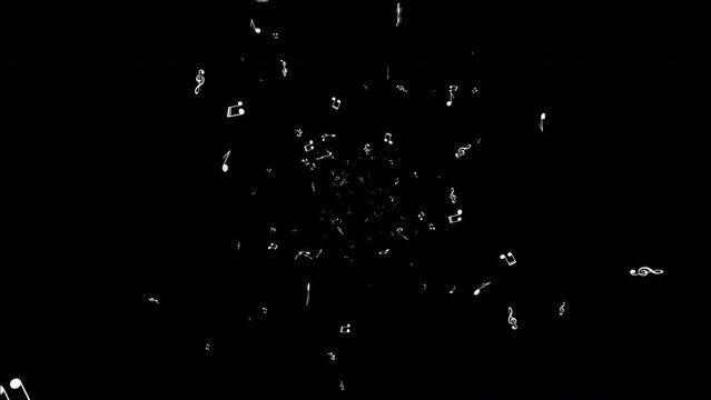 Falling Musical Notes Animation Background, on Alpha Channel, Loop
