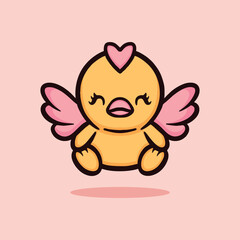 Cute Duck Mascot Cartoon Animal illustration Vector Design Character